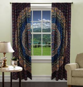 Indian Mandala Ombre Print Window Curtain