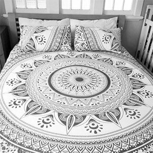 Indian Mandala White Ombre Duvet Cover Floral Cotton Duvet Cover