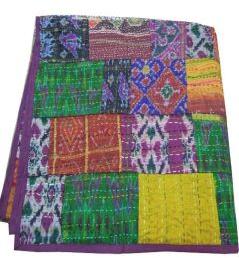Indian Vintage Patchwork Kanth Twin Kantha Quilt