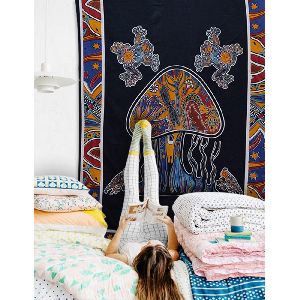 Mushroom Print Mandala Tapestry Wall Hanging Decorative