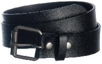 Black Single Textured Leather Belt