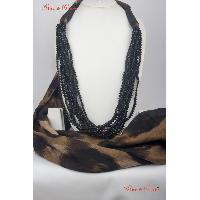 Fashion Jewelled Scarf - Pearls woven with a thin cord