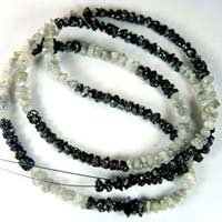 Black & White Color Rough Diamond Beads Necklace