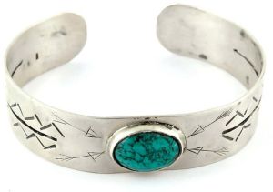 Hancrafted Genuine Turquoise Free Size 925 Sterling Silver Bangle