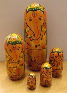 Wooden Ganesh Russian dolls