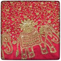 Poly Dupion Embroidery in Red