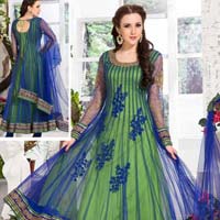 Awesome Green and Royal Blue Ready Made Salwar Kameez