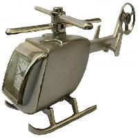 HELICOPTER METAL OFFICE TABLE CLOCK SILVER  FOR CAR DASH BOARD