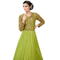 Fs2500 aryadress Pistta Georgett /Soft Net embrodary work  anarkali ty