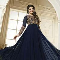 D1070 Blue Semi Stitched Anarkali Suit