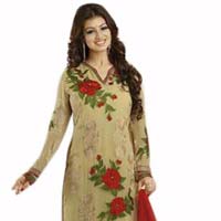 D1020 Georgette Cream Semi Stitched Stright Type Suit