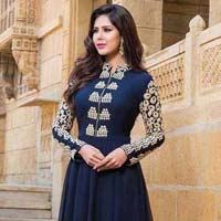 Georgette Embrodary Work Dark Blue Semi Stitched Anarkali Suit