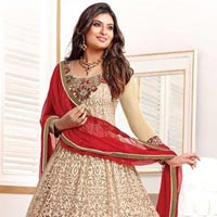 FS1720 Georgete Embrodary Work Maroon Semi Stitched Anarkali Suit