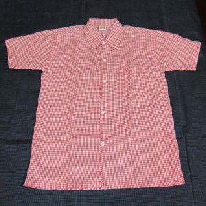 School RED SMALL CHECK HALF SHIRT