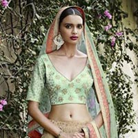 Ethnic Designer Embroidered Net Bridal Lehenga