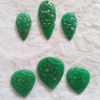 Dyed Beryl Green Carving Pair Stones