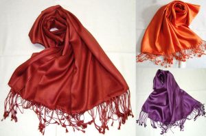 Satin weave pure silk shawl and scarf in wide range of colors