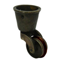 Round Cup caster with rubber wheel antique