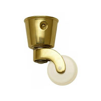 Round Cup Castor with cermic wheel POLISH BRASS