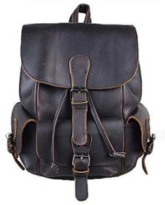 Designer Black Leather Backpack Bag