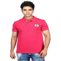 Nalini Solid's Mens Polo Neck  Red Colour T-Shirt