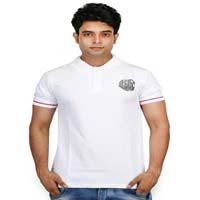 Nalini Solid's Men's Polo Neck White Colour T-Shirt