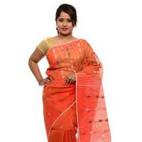 Orange Dhakai Jamdani Sarees