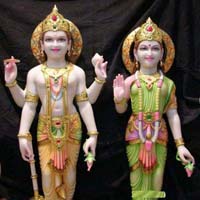 Vishnu Laxmi Marble Statues