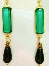 Art Deco earrings Art Nouveau earrings vintage style green drop black