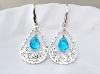 Blue Dangle Earrings Aquamarine Crystal earrings Light Blue Crystal Dr