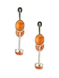 Handmade Orange Silver Hoop Earrings