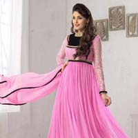 Pink Velvet Anarkali Suits