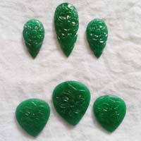 Carving Three Pairs of Dyed Beryl stone