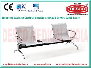 2 SEATER METAL WAITING CHAIR WITH TABLE