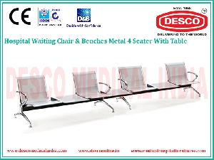 4 SEATER METAL WAITING CHAIR WITH TABLE