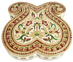 DOUBLE MANGO SHAPED, FLOWER DESIGNED HAND-MADE MEENAKARI DECORATIVE PL