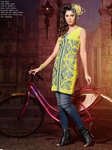 Shonaya Blue Colour Embroidered Georgette Stitched Kurti