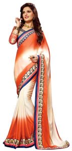 Shonaya Orange Colour Georgette Embroidered Sarees