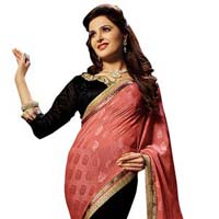 Black Colour Georgette Embroidered Sarees