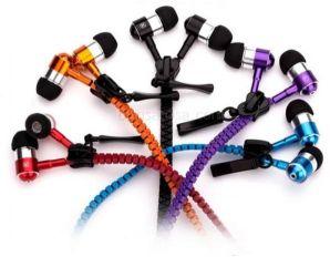 Zipper Earbuds Wired Earphones With Mic Asorted Color