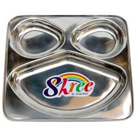 Stainless Steel Bhojan Thal 3 in 1 Nazar