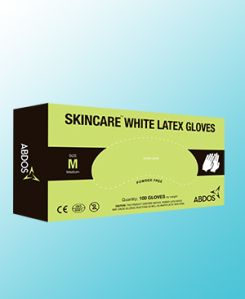 ABDOS BRAND - SKINCARE WHITE LATEX GLOVES - 9.5 INCHES LENGTH