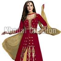 Attractive Maroon Colored Anarkali Suit