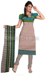 Brown Colored Printed Straight Suit chanderi