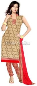 Cream  Colored Fancy and printed Straight Suit chanderi