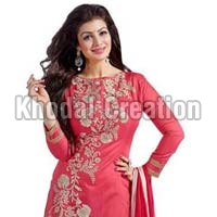 Ealegant Pink Georgette Straight Suit chanderi