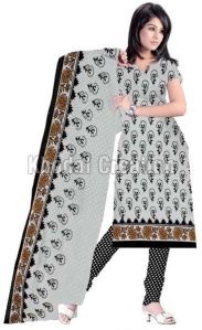 Elite Gray and  Black Colored Printed Straight Suit