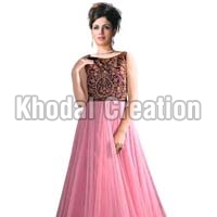 Fancy Pink Colored Embroidred Gown