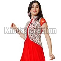 Fancy Red Colored Embroidred Gown