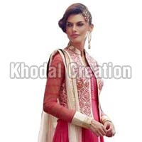 PinkColored Embroidered  Anarkali Suit
